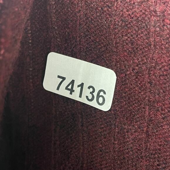CAMBRIDGE Sweater Mens L Super Lambswool Blend Cable V-Neck Pullover Burgundy - Picture 13 of 13